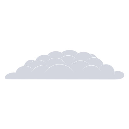 Puffy cumulus cloud illustration. Abstract geometric cartoon style design, isolated vector. Weather forecast, nature element, rain cloudのイラスト素材