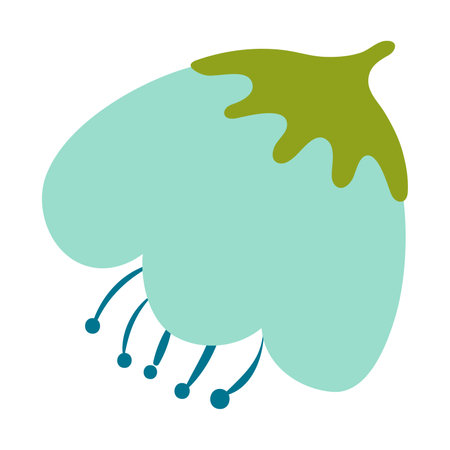 Bellflower flower hand drawn illustration. Flat cartoon style design, isolated vector. Tropical blossom, exotic bloom, rainforest plant, jungle flora, botanical, floral elementのイラスト素材