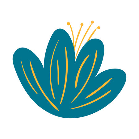 Bellflower flower hand drawn illustration. Flat cartoon style design, isolated vector. Tropical blossom, exotic bloom, rainforest plant, jungle flora, botanical, floral elementのイラスト素材