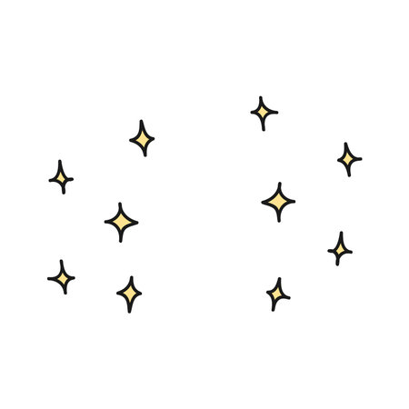 Stars hand drawn illustration. Line drawing style design, isolated vector. Kids print element, astronomy, astrology, celestial body, space, cosmos, starry sky background, backdrop textureのイラスト素材