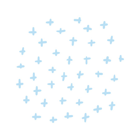 Abstract geometric round shape, crosses texture hand drawn illustration. Sketchy style design, isolated vector. Kids print element, background, backdrop with pattern, childish doodles, scribblesのイラスト素材