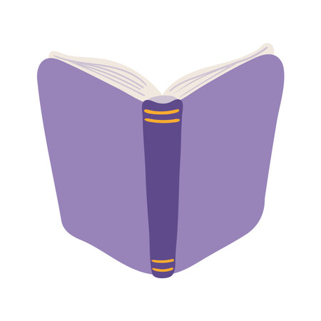 Open book hand drawn cartoon illustration. Scandinavian style flat design, isolated vector. Kids print element, reading, education, literature, library, bookstoreのイラスト素材