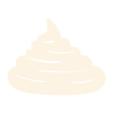 Whipped cream cap hand drawn cartoon illustration. Flat style design, isolated vector. Kids autumn, fall print element, seasonal hot drink ingredient, topping, sweet food, dessertのイラスト素材