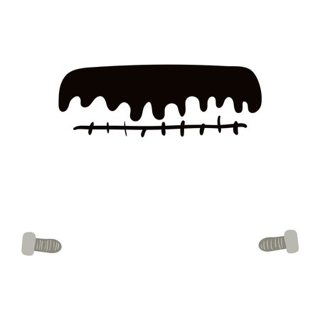 Frankenstein monster hair, bolts Halloween costume accessory hand drawn illustration. Cartoon style flat design, isolated vector. Kids seasonal print element, autumn holiday party, cosplay, carnivalのイラスト素材