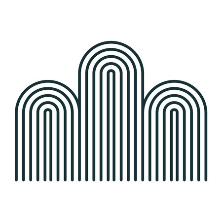 Traditional Asian mountain illustration. Abstract geometric vector, isolated. Line art style design. Lunar New Year Seollal, Mid Autumn Festival Chuseok holiday card, poster, banner elementのイラスト素材