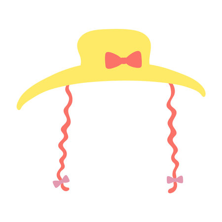 Festa Junina traditional straw hat hand drawn cartoon illustration. Vector, isolated on white. Brazilian holiday, Saint John festival, party, carnival design element. Summer headwear, sun hatのイラスト素材