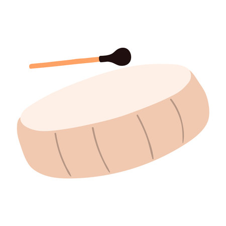 Festa Junina traditional musical instrument drum hand drawn cartoon illustration. Vector, isolated on white. Brazilian holiday, Saint John festival, party, carnival design element. Latin musicのイラスト素材