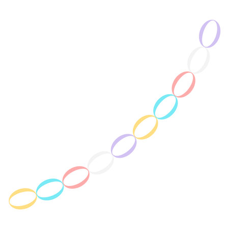 Tanabata Festival traditional paper decoration chain, rings illustration. Hand drawn flat style vector, isolated. Traditional Japanese holiday design element, Japan summer event, star festivalのイラスト素材