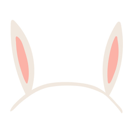 Easter accessory, costume bunny ears hand drawn illustration. Flat style design, isolated vector. Easter holiday clip art, seasonal card, banner, poster, elementのイラスト素材
