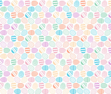 Painted Easter eggs background on transparent. Line art style vector design. Easter holiday seasonal card, banner, poster, elementのイラスト素材