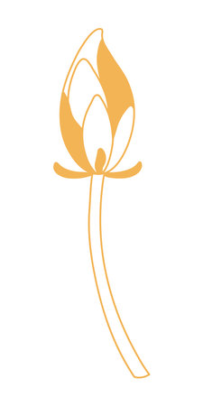 Lotus flower bud silhouette hand drawn illustration. Dragon Boat Festival, Mid Autumn Festival, traditional holiday clip art, card, banner, poster element. Asian style design, isolated vector.のイラスト素材