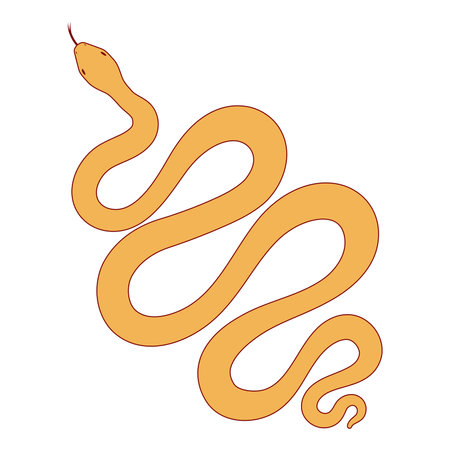 Chinese zodiac sign, snake character line art illustration. 2025 Lunar New Year hand drawn vector. Asian style design. Element for traditional holiday card, banner, poster, decorのイラスト素材