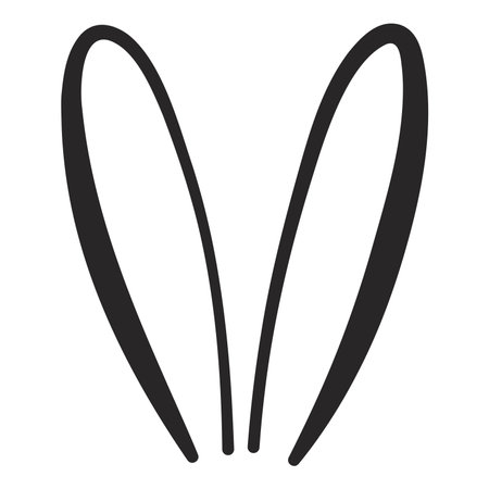 Cute Easter bunny, rabbit, hare cartoon ears illustration. Hand drawn style line art design, isolated vector. Holiday clip art. Seasonal advertising, promotion, card, banner, poster elementのイラスト素材