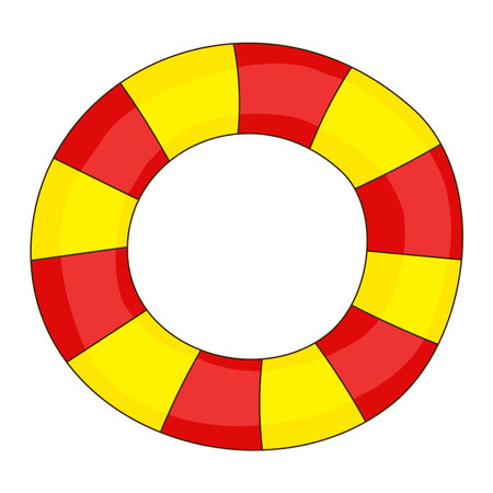 Pool float, ring float hand drawn illustration, isolated vector. Line art style design. Summer clip art, seasonal element, print. Holidays, vacations, beach equipment, swimming, poolのイラスト素材