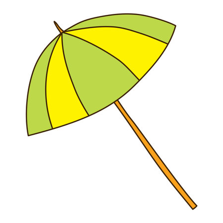 Beach umbrella hand drawn illustration, isolated vector. Line art style design. Summer clip art, seasonal element, print. Holidays, vacations, beach equipment, pool partyのイラスト素材