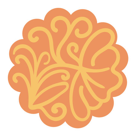 Mooncake, traditional Chinese, Cantonese food, dish isolated on transparent. Flat vector illustration. Mid Autumn Festival design element, holiday clip art, card, banner, posterのイラスト素材