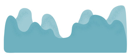 Mountains, hills, wavy shapes, isolated on transparent background. Hand drawn flat vector illustration. Traditional Chinese, Korean, Japanese landscape design element, clip artのイラスト素材