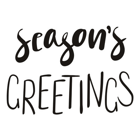Seasons greetings hand lettering isolated on transparent background. Hand drawn vector illustration. Handwritten text, typography, holiday quote. Christmas design element, clip artのイラスト素材