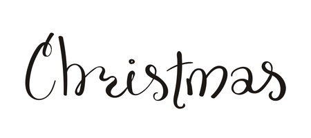 Christmas hand lettering isolated on transparent background. Hand drawn vector illustration. Handwritten text, typography, holiday quote. Christmas design element, clip artのイラスト素材