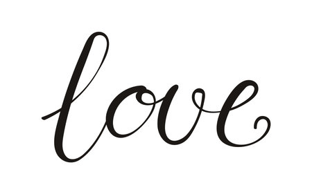 Love hand lettering isolated on transparent background. Hand drawn vector illustration. Handwritten text, typography, holiday quote. Christmas design element, clip artのイラスト素材