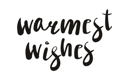 Warmest wishes hand lettering isolated on transparent background. Hand drawn vector illustration. Handwritten text, typography, holiday quote. Christmas design element, clip artのイラスト素材