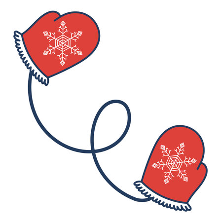 Warm fur trimmed mittens isolated on transparent. Hand drawn line drawing vector illustration. Traditional holiday, Christmas, New Year, seasonal design element, winter clothes clip artのイラスト素材