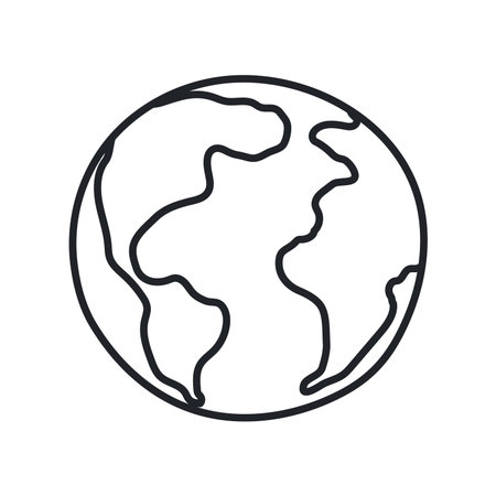 Planet Earth illustration isolated. Earth hour, environment day, nature protection, sustainability, ecology, awareness, concept. Hand drawn line vector, design element, clip art on white backgroundのイラスト素材