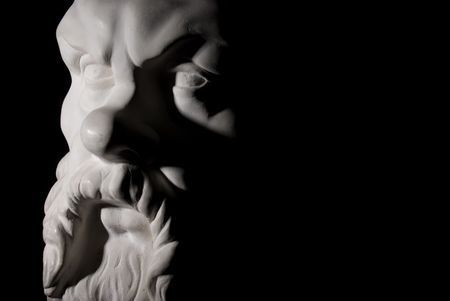 Socrates statue isolated on black backgroundの写真素材
