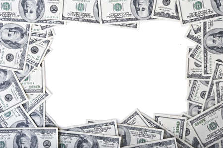 One hundred dollar on a white backgroundの写真素材