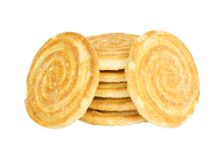 Round cracker stack, isolated の写真素材