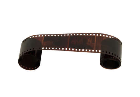 black photo film isolated on white background の写真素材