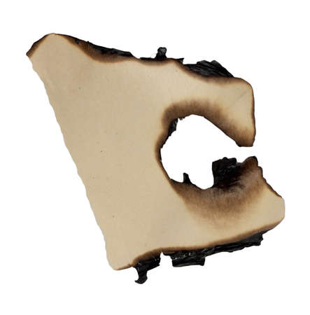 burnt edges paper isolated on white background の写真素材