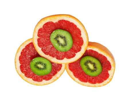 Isolated Kiwi and Grapefruit の写真素材