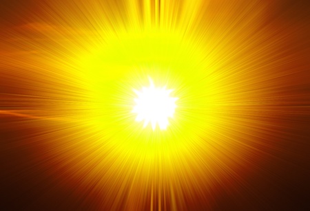 A star burst or lens flare over a black background. It also looks like an abstract illustration of the sun. の写真素材