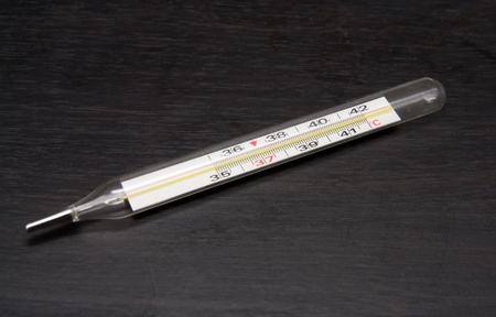 Thermometer on the grey background 