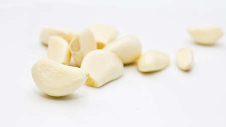 garlic on a white backgroundの写真素材