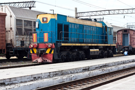 Old steam locomotive on the railwayのeditorial素材