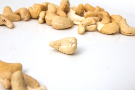 cashews on a white backgroundの写真素材