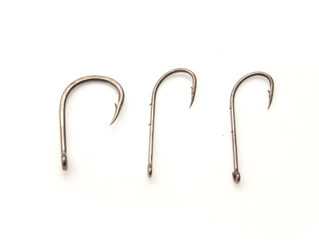 hooks to catch fish on a white background