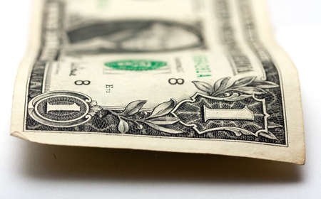 one dollar on a white background. macro