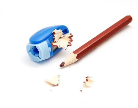 sharpener with pencil on white backgroundの写真素材
