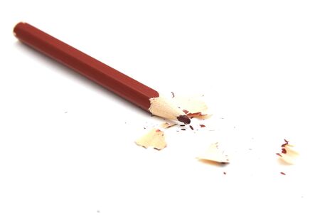 sharpened pencil shavings with a white background verticalの写真素材