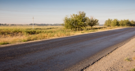 asphalt road in the morningの写真素材