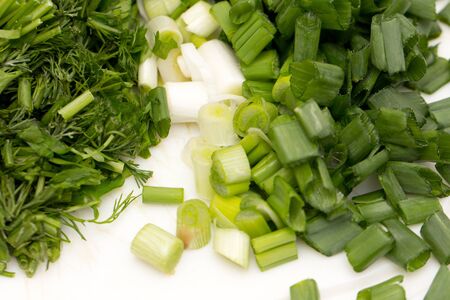 chopped green onions. macroの写真素材
