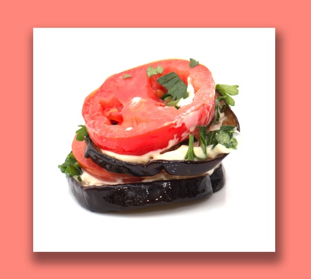 roasted eggplant with tomatoesの写真素材