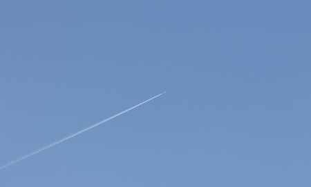 trace of the aircraft in the sky