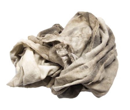 dirty rag on a white backgroundの写真素材