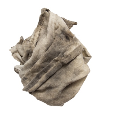 dirty rag on a white backgroundの写真素材