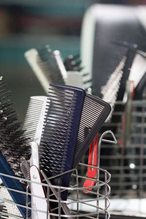 combs in the barbershopの写真素材