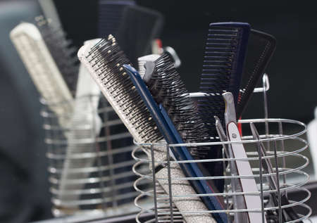 combs in the barbershopの写真素材